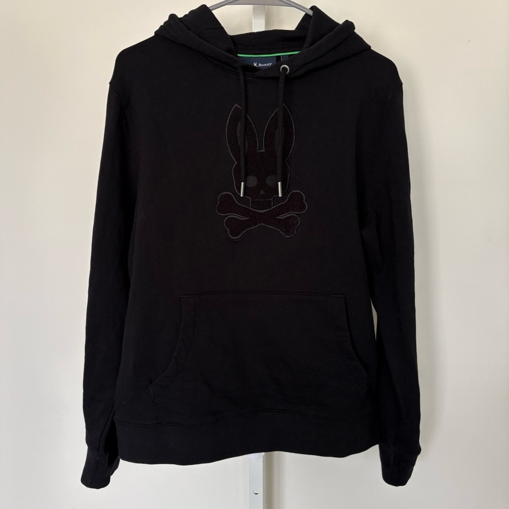 Psycho Bunny Wayne Chenille Patch Hoodie Black Size S Men’s Pullover - Picture 4 of 11